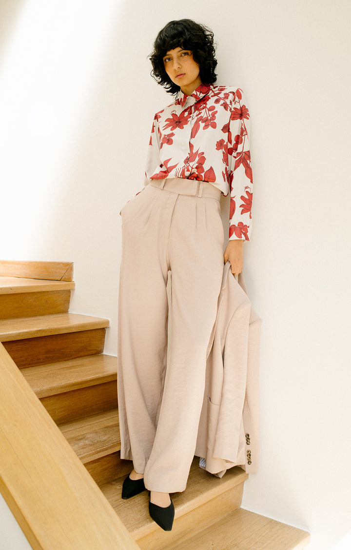 Camisa Clásica Botánica Cereza