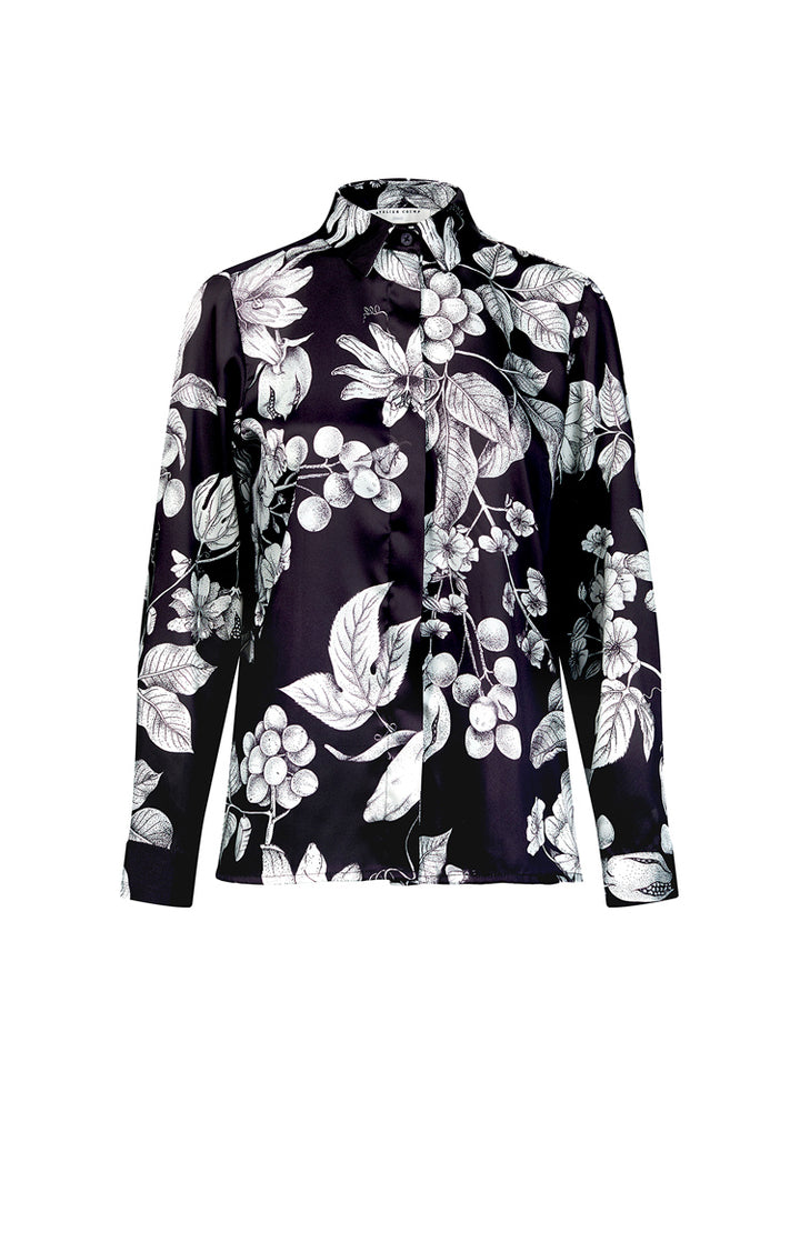 Camisa Clásica Botánica Negro