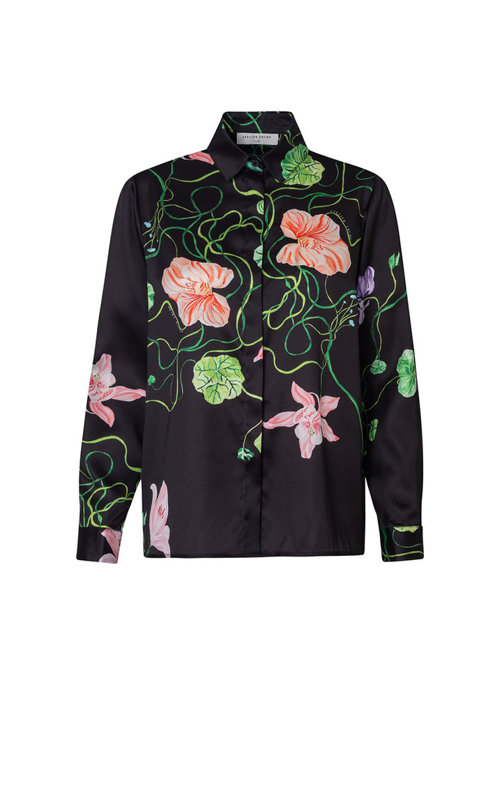 Camisa Clásica Flora Negro