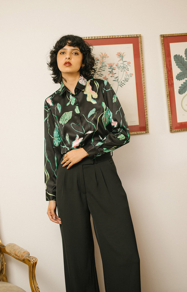 Camisa Clásica Jardín Negro