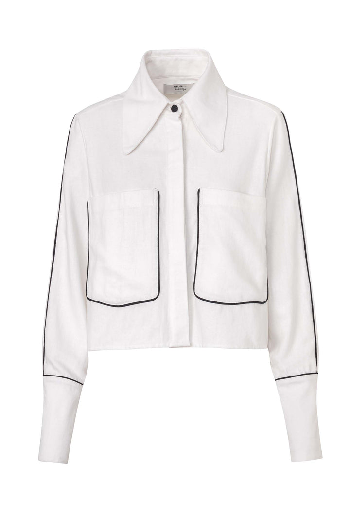 CAMISA ROSETTA IVORY - BLACK